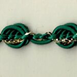 5 Yards 1/4" Dark Green Rosettes with Gold Foil Trim 46452