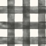 Black and White Watercolor Buffalo 3.25" Check Wallpaper Magnolia Home MH1516