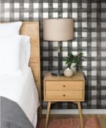 Black and White Watercolor Buffalo 3.25" Check Wallpaper Magnolia Home MH1516 - Image 3