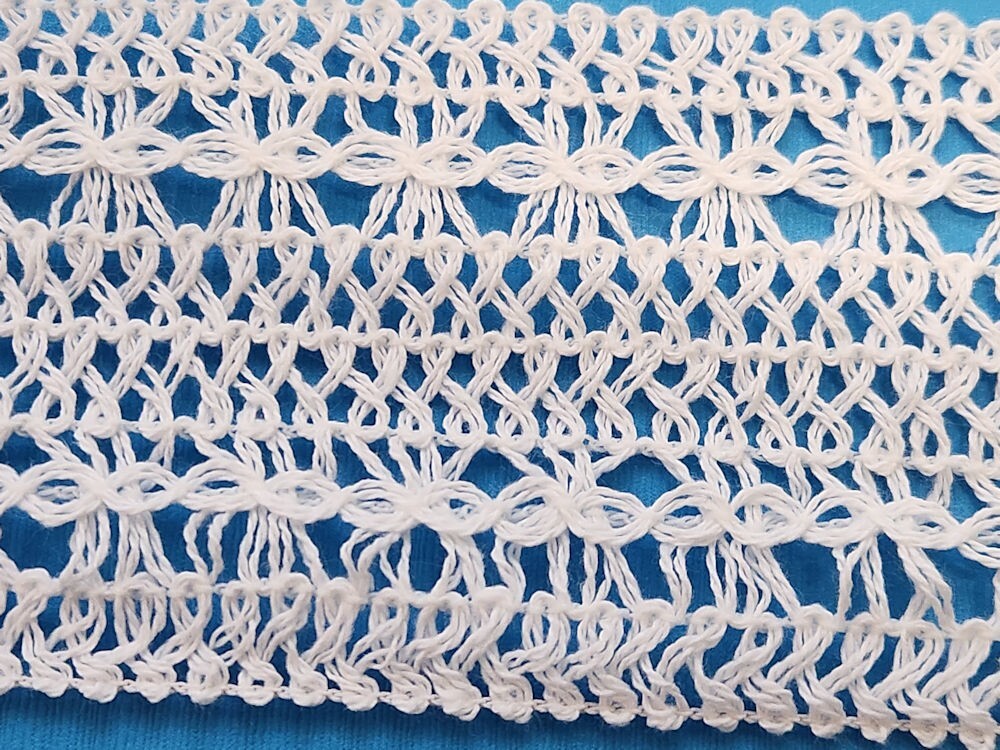 57-811.jpg 5 Yards 3 1/8" White Stretchy Lace Trim 47541 - Image 1