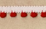 5 Yards Red and White 5/8" (Inch) Small Pom Pom Ribbon Trim 47428RW - Image 2