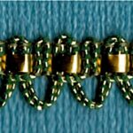 5 Yards 3/8" Antique Gold, Green Loops Trim with Gold Ribbon 47675