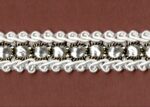 5 Yards 1/2" Double Loops White, Black, Antique Gold Trim 11969