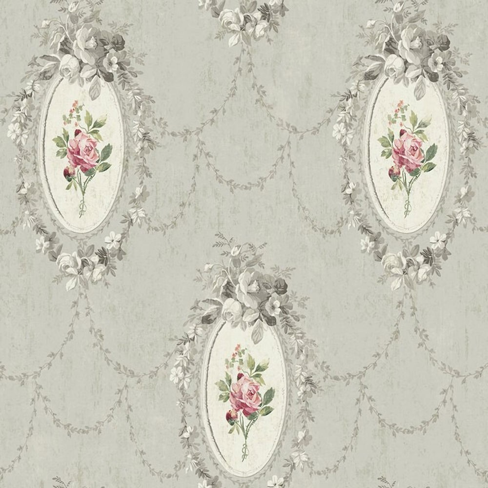 57-914.jpg Cameos and Florals Wallpaper - Wallquest - FL90208 - per Double Roll - Image 1
