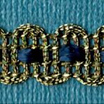 5 Yards 3/8" Antique Gold, Ric Rac Look Trim with Navy Ribbon Gimp 6323