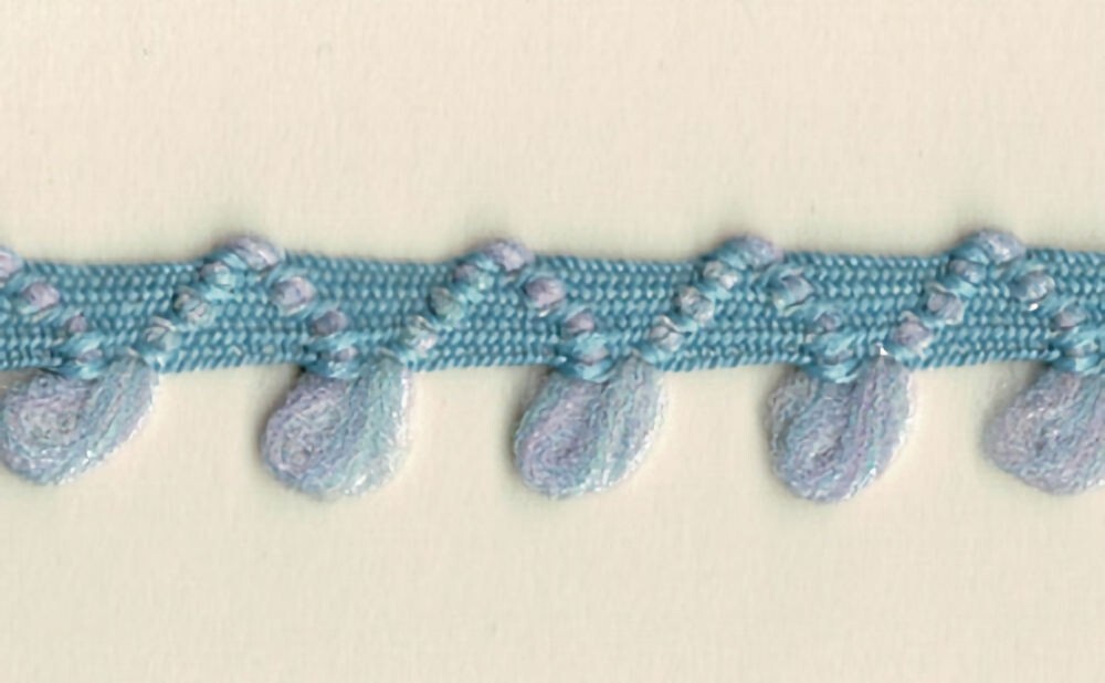 57-986.jpg 5 Yards 1/2" Baby Blue, Light Pink Elastic Mini Pom Pom Trim 27527 - Image 1