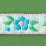 5 Yards 3/8" Blue, Apple Green, Pinks on White Floral Jacquard Trim 83507-2