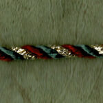 5 Yards 5/32" 4mm Burgundy, Green, Gold Foil Twist Cord Trim 780-76