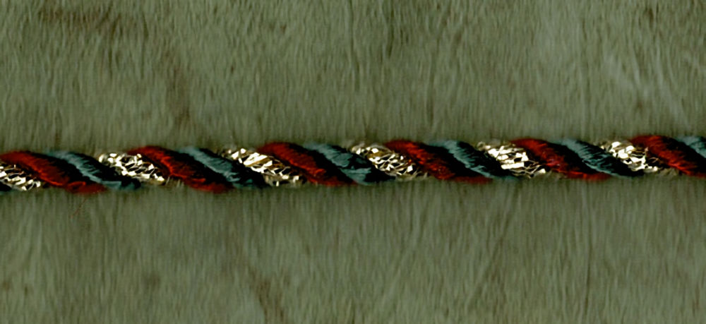 7803-76detail 5 Yards 5/32" 4mm Burgundy, Green, Gold Foil Twist Cord Trim 780-76 - Image 1