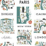 City Maps Peel and Stick Wallpaper - Teal - Rifle Paper - York - PSW1196RL