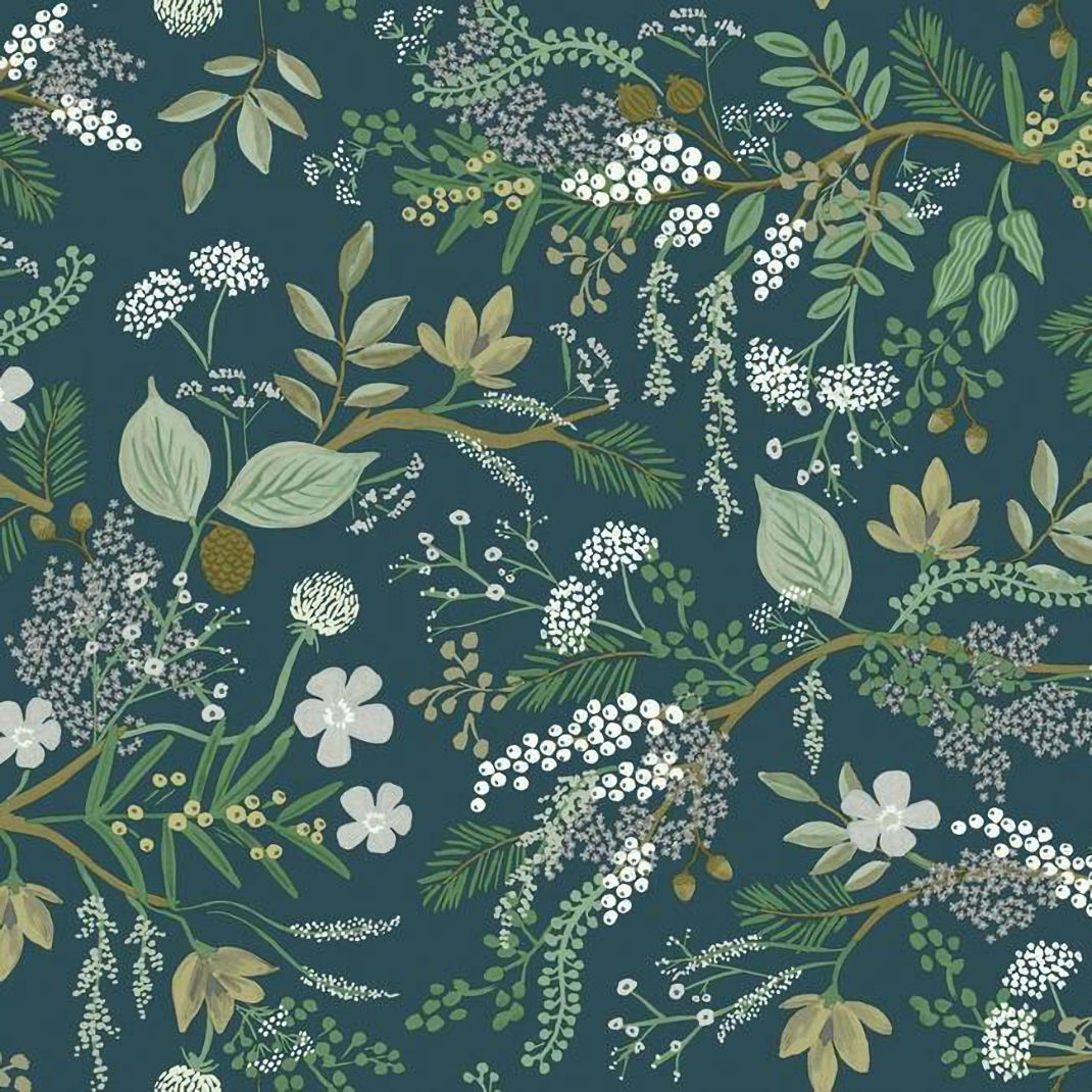 PSW1197RL Juniper Forest Peel and Stick Wallpaper - Blue - Rifle Paper - York - PSW1197RL - Image 1