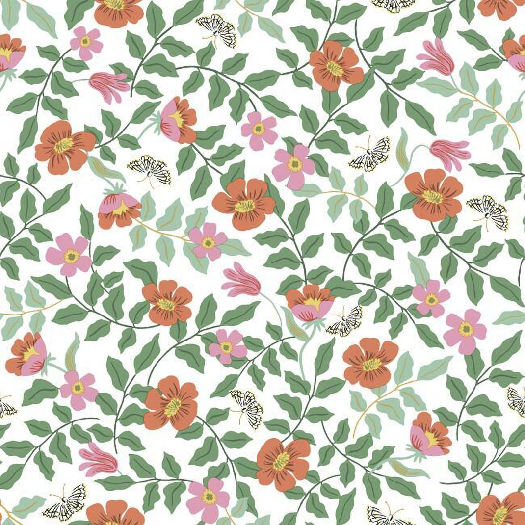PSW1313RL Primrose Peel and Stick Wallpaper - White - Rifle Paper - York - PSW1313RL - Image 1