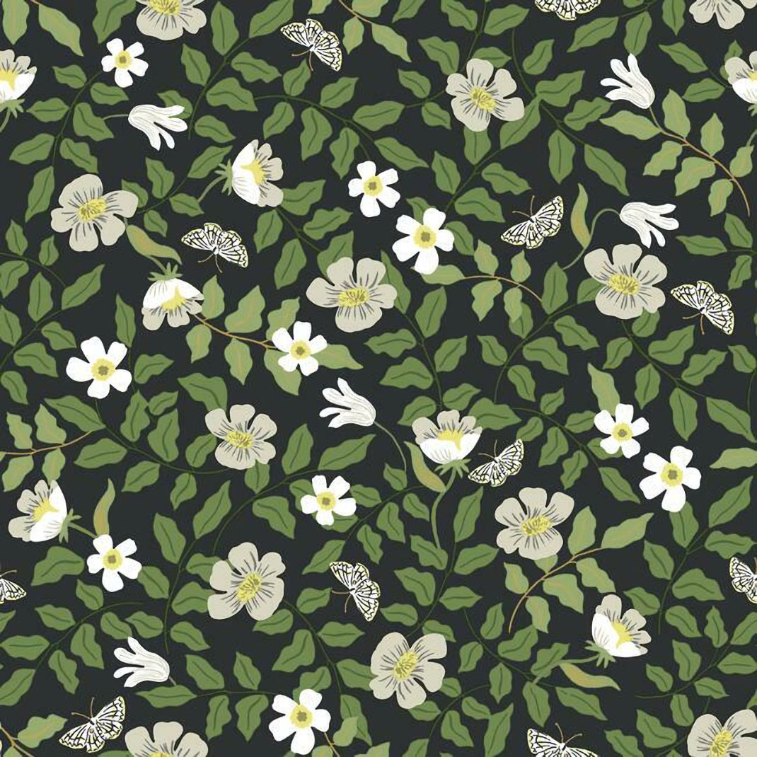 PSW1315RL Primrose Peel and Stick Wallpaper - Black - Rifle Paper - York - PSW1315RL - Image 1