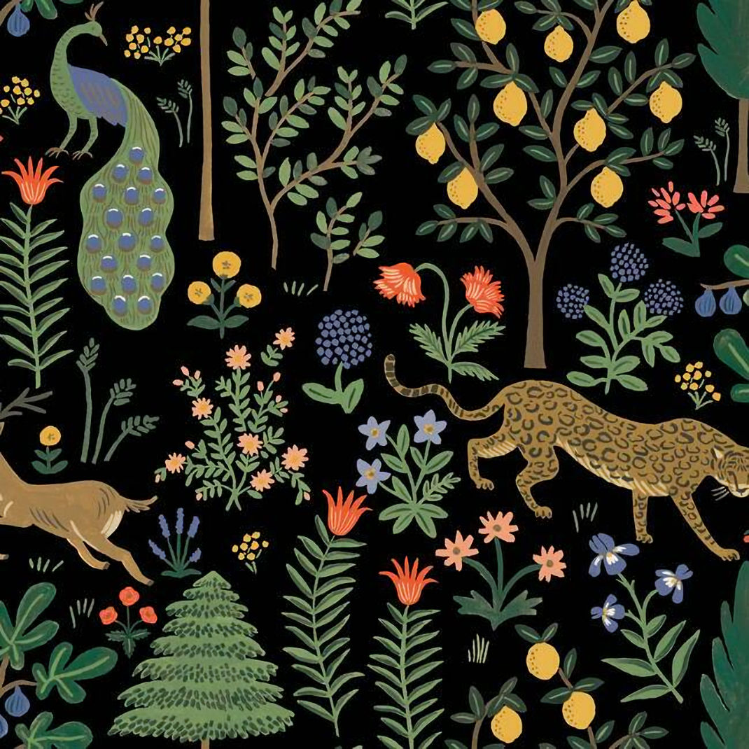 PSW1321RL Menagerie Peel and Stick Wallpaper -- Black - Rifle Paper - York - PSW1321RL - Image 1