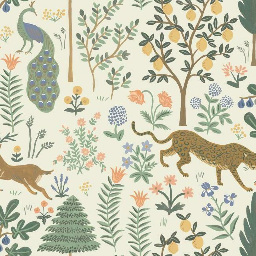 PSW1322RL Menagerie Peel and Stick Wallpaper - Cream - Rifle Paper - York - PSW1322RL - Image 1