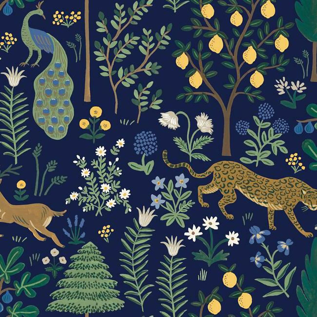 PSW1323RL Menagerie Peel and Stick Wallpaper - Blue - Rifle Paper - York - PSW1323RL - Image 1