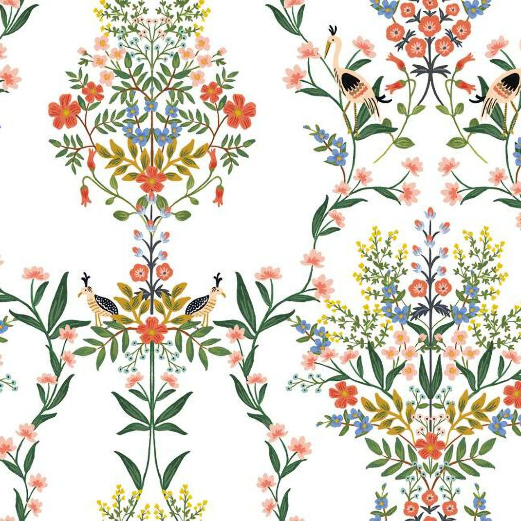 PSW1327RL Luxembourg Peel and Stick Wallpaper - White - Rifle Paper - York - PSW1327RL - Image 1