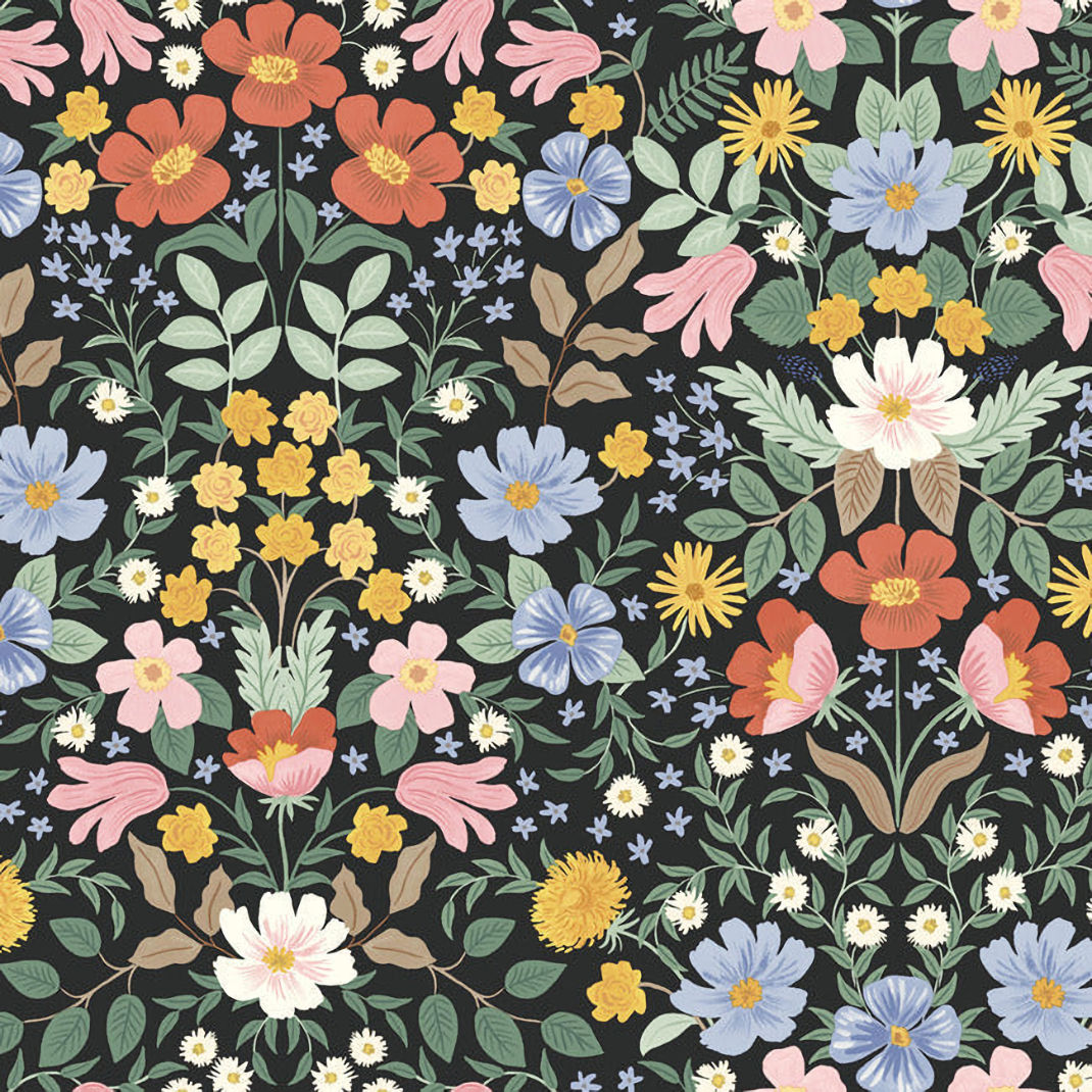 PSW1478RL Bramble Garden Peel and Stick Wallpaper - Black - Rifle Paper - York - PSW1478RL - Image 1