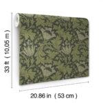 William Morris Anemone Floral Trail Wallpaper - Dark Green - Brewster - 4153-82005 - Image 5