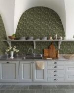 William Morris Anemone Floral Trail Wallpaper - Dark Green - Brewster - 4153-82005 - Image 4