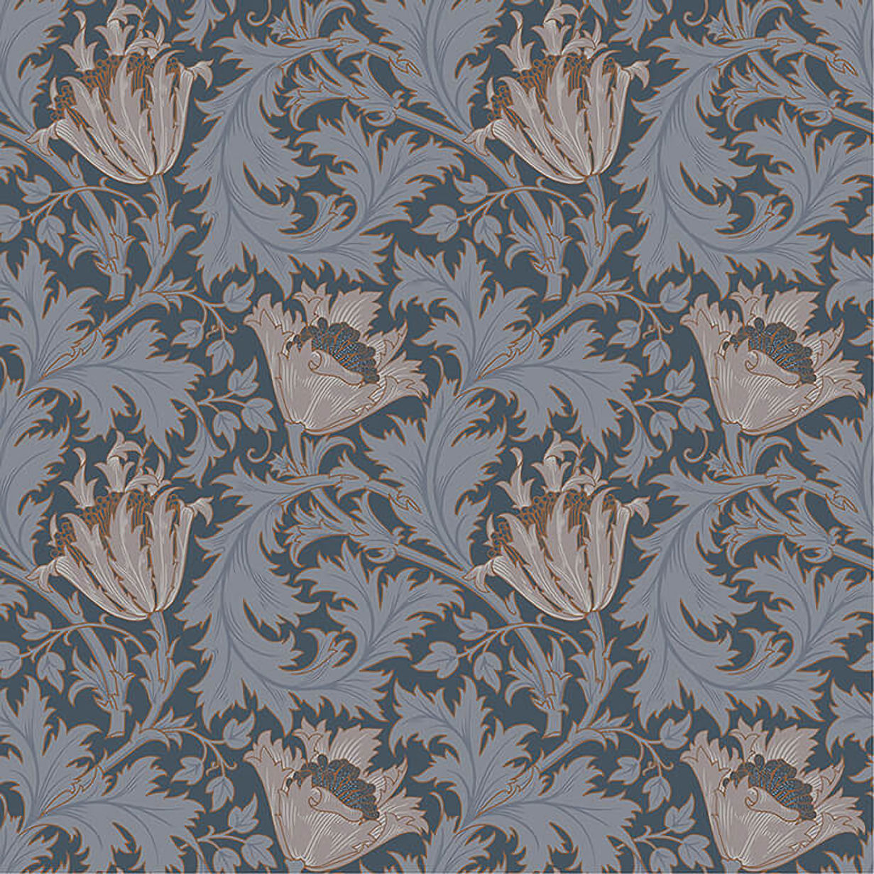 4153-82006 William Morris Anemone Floral Trail Wallpaper - Dark Blue - Brewster - 4153-82006 - Image 1