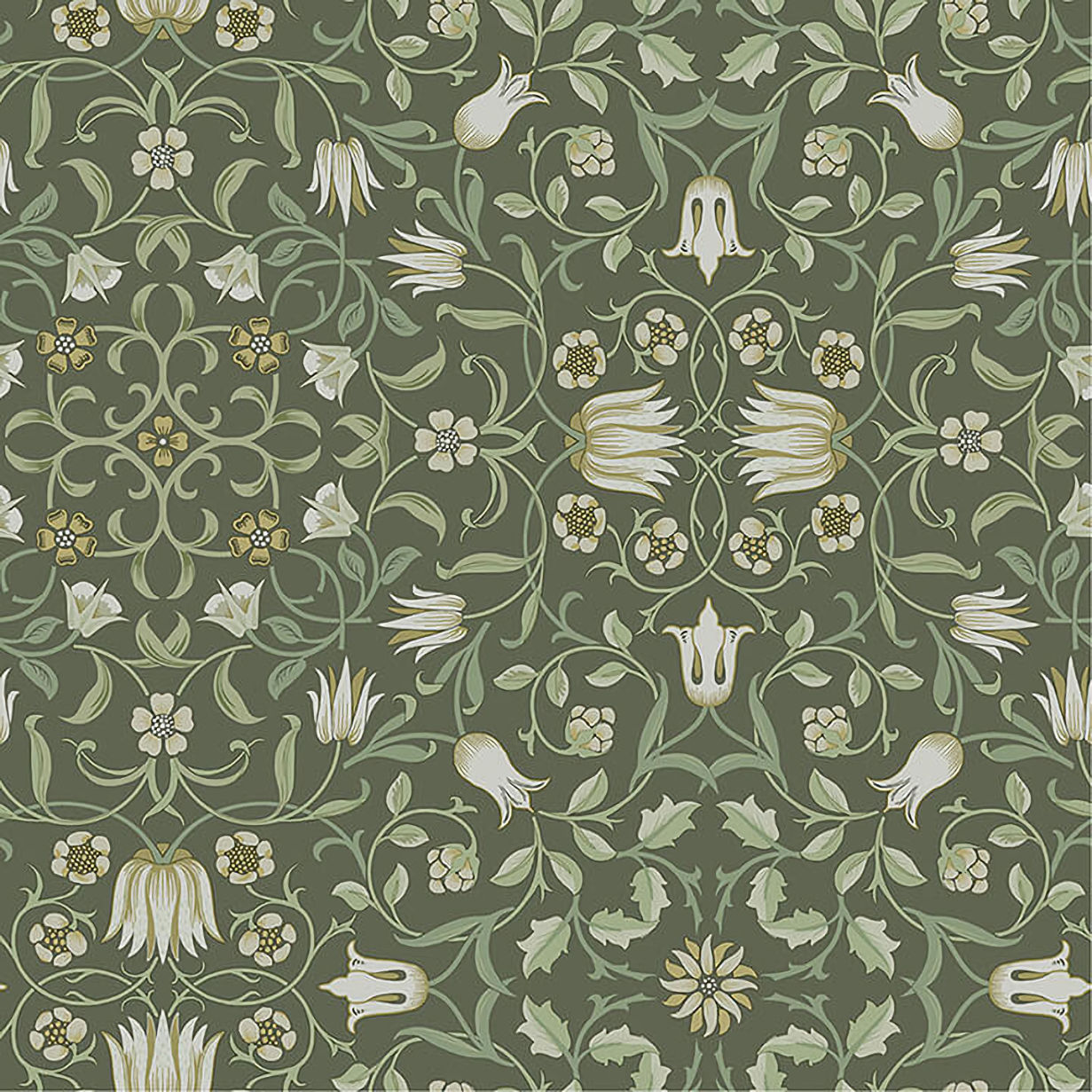 4153-82008 William Morris No. 1 Holland Park Wallpaper - Greens - Brewster - 4153-82008 - Image 1