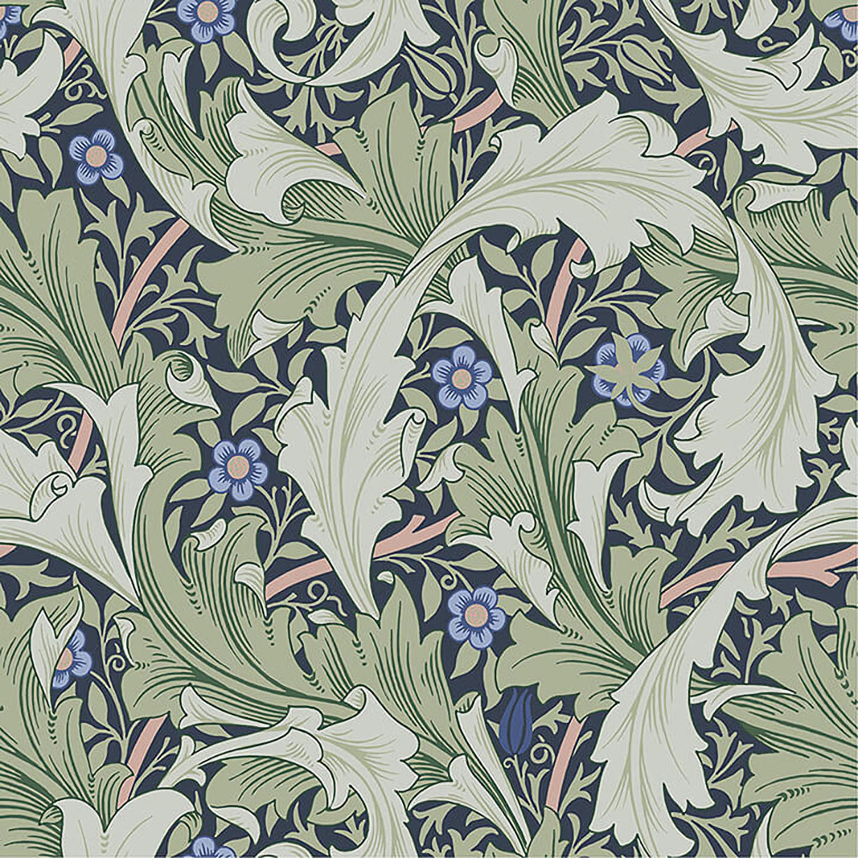 4153-82014 William Morris Granville Leafy Vine Wallpaper - Green - Brewster - 4153-82014 - Image 1