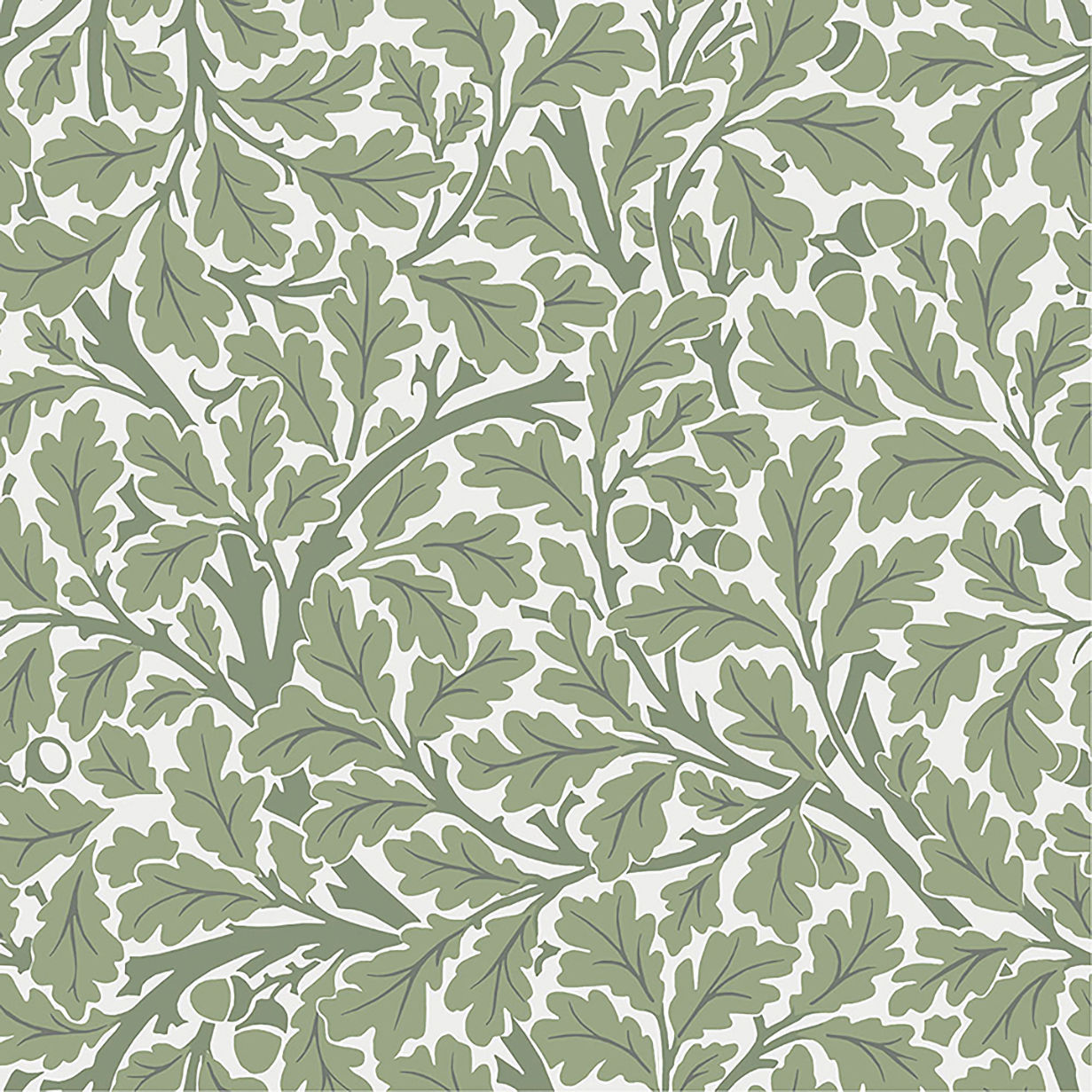 4153-82028 William Morris Oak Tree Leaves Wallpaper - Green - Brewster - 4153-82028 - Image 1