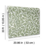 William Morris Oak Tree Leaves Wallpaper - Green - Brewster - 4153-82028 - Image 5