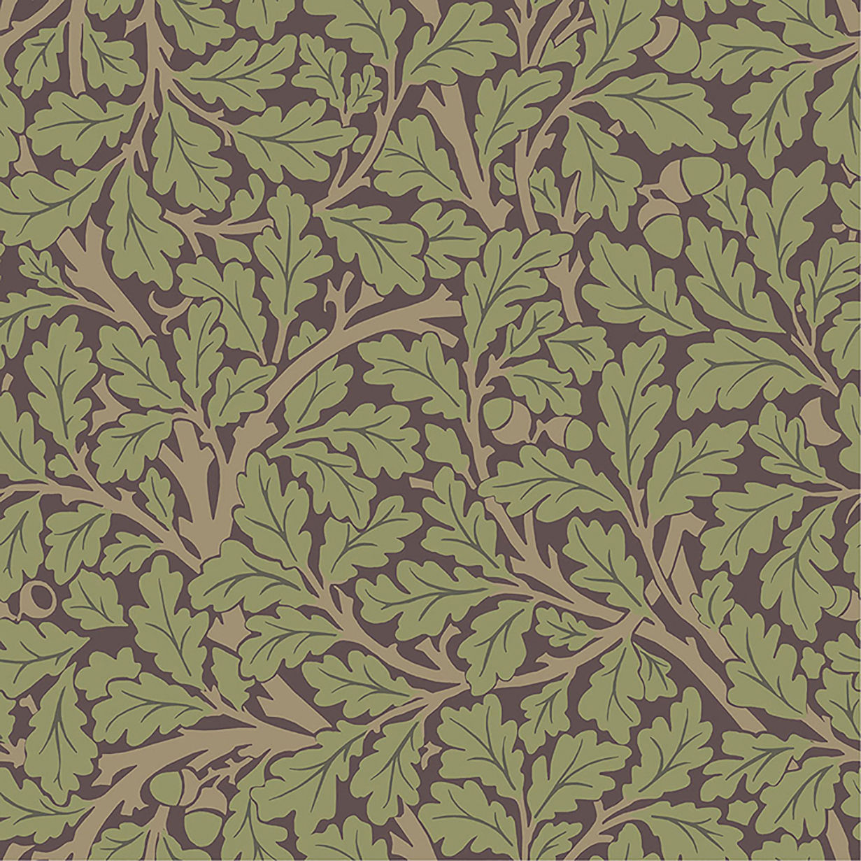 4153-82029 William Morris Oak Tree Leaves Wallpaper - Plum - Brewster - 4153-82029 - Image 1