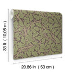 William Morris Oak Tree Leaves Wallpaper - Plum - Brewster - 4153-82029 - Image 5