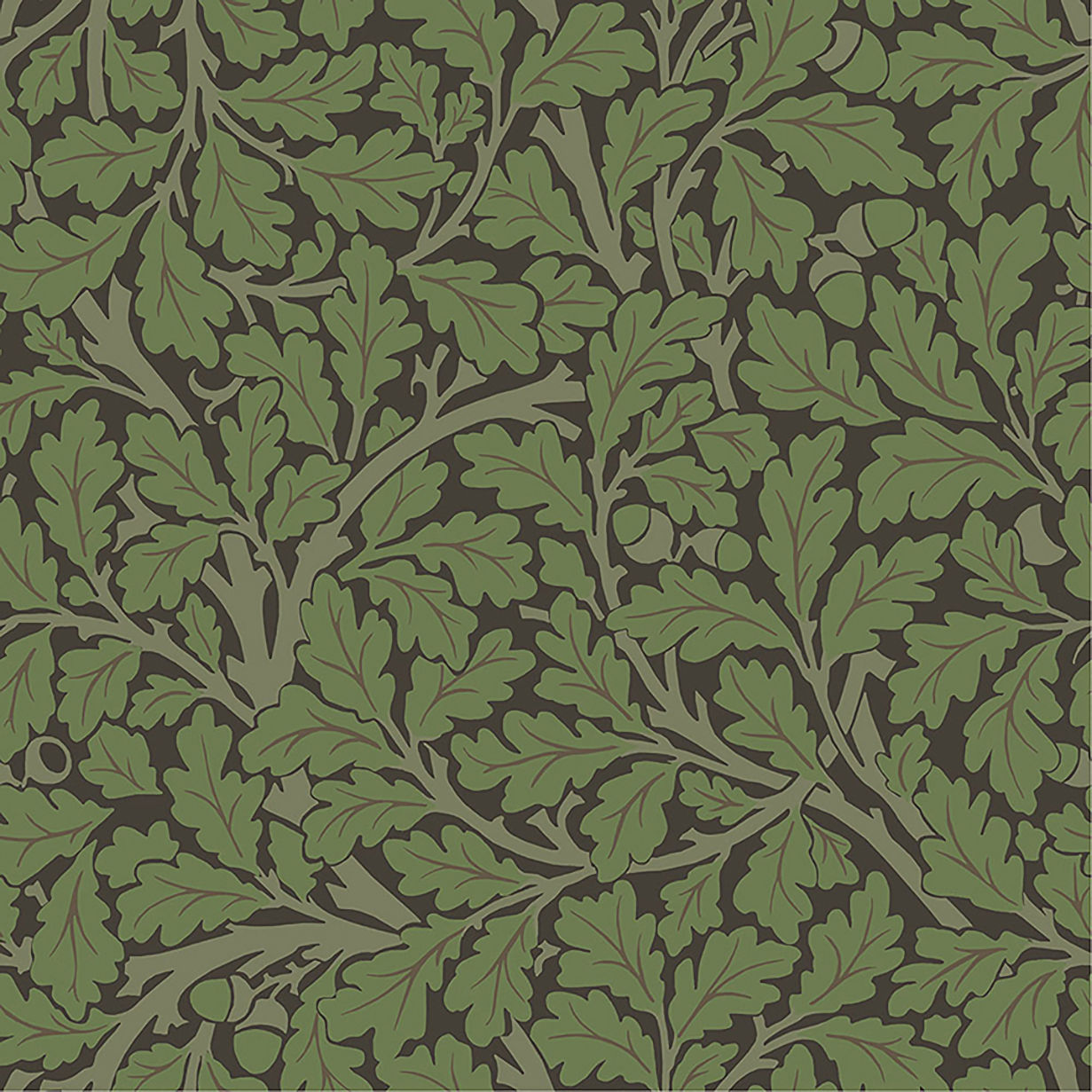 4153-82030 William Morris Oak Tree Leaves Wallpaper - Black - Brewster - 4153-82030 - Image 1