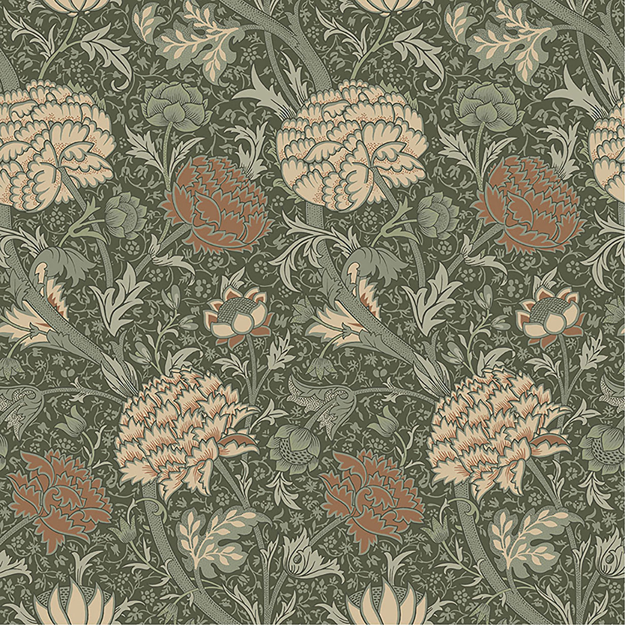 4153-82035 Cray William Morris Floral Trail Wallpaper - Sea Green - Brewster - 4153-82035 - Image 1