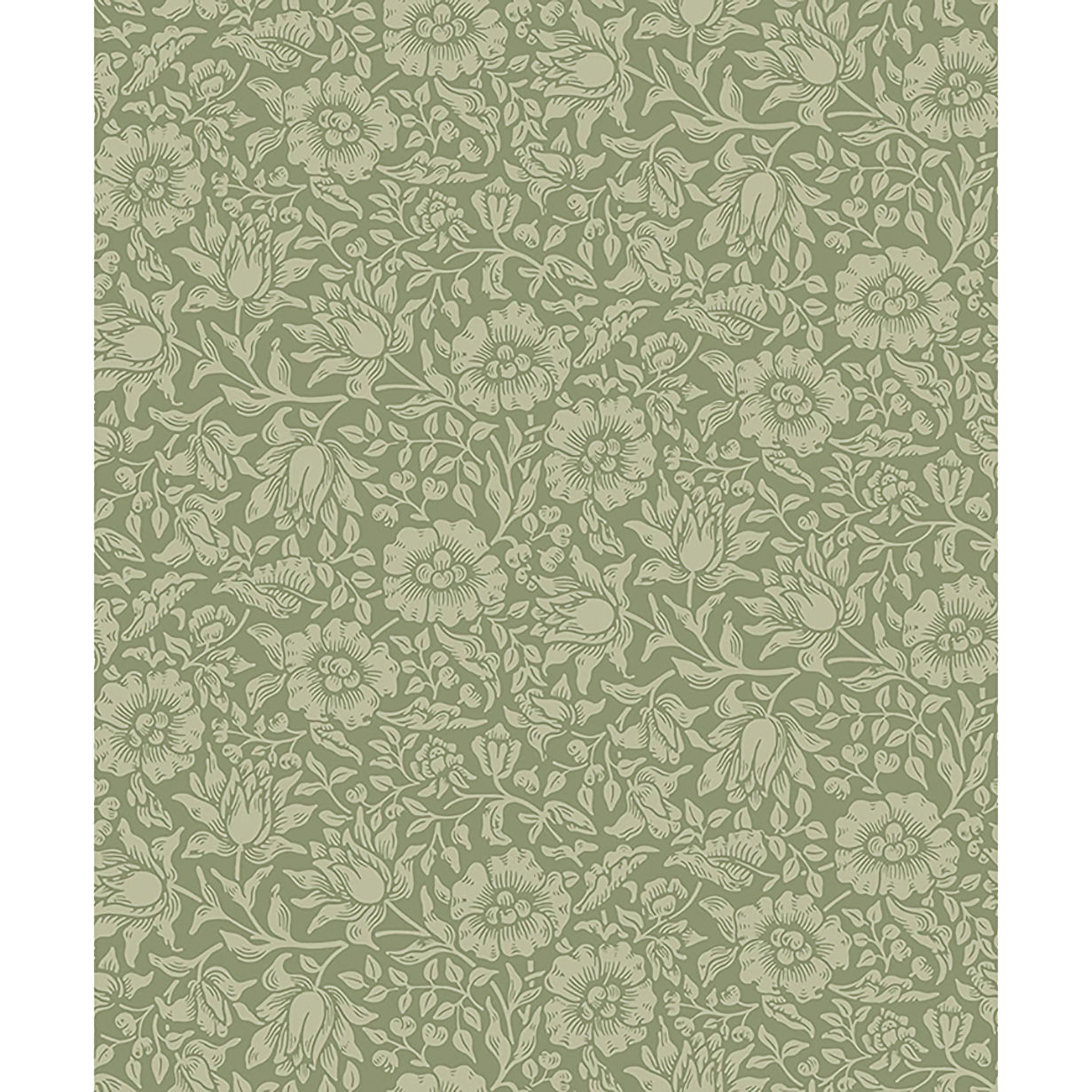 4153-82041 Mallow - William Morris Floral Vine Wallpaper - Green - Brewster - 4153-82041 - Image 1
