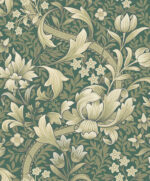 Rosie Floral William Morris Wallpaper - Pine Shades, Greens - Wallquest - KT30404