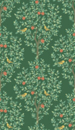 Goldcrest Fruit Trees William Morris Wallpaper - Forest, Green, Yellow - Wallquest - KT31014