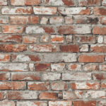 Partially Painted Exposed Brick Wallpaper - Orange-Reds, Whites - Wallquest - TL31701