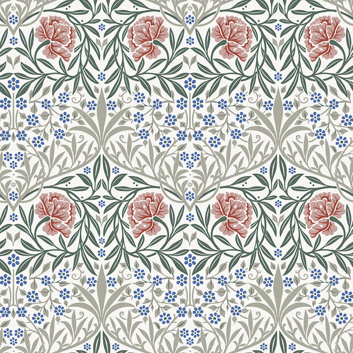 4171-82044 William Morris Oxford Union Floral Vines Wallpaper - Pink - Brewster - 4171-82044 - Image 1