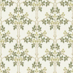 William Morris Blackberry Floral Vine Trellis Wallpaper - Chartreuse  - Brewster - 4171-82053