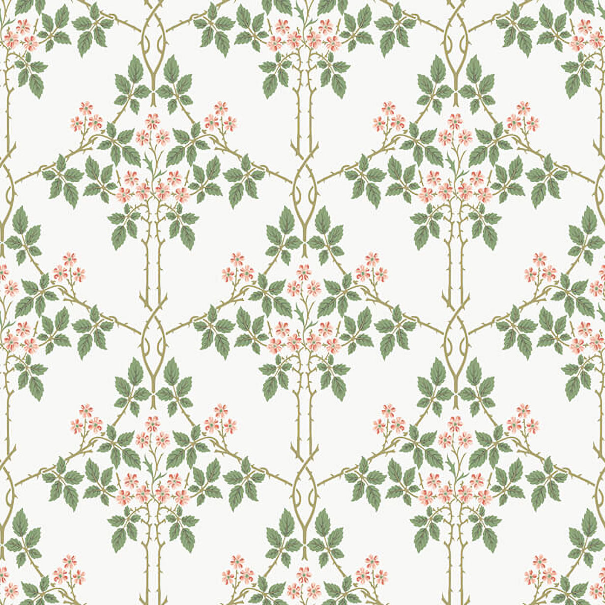4171-82054 William Morris Blackberry Floral Vine Trellis Wallpaper - Pink - Brewster - 4171-82054 - Image 1