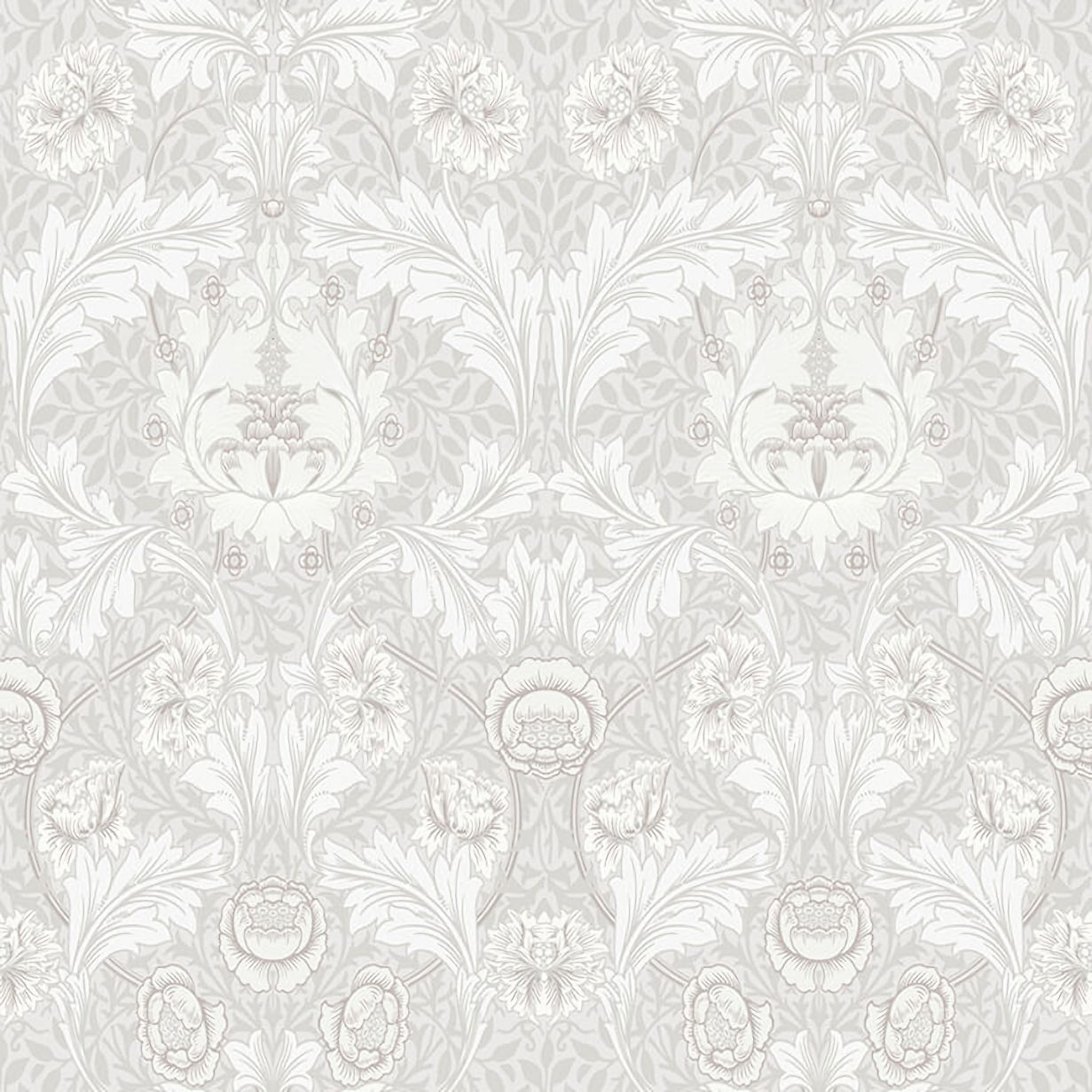 4171-82056 William Morris Myrtle Floral Ogee Wallpaper - Dove - Brewster - 4171-82056 - Image 1