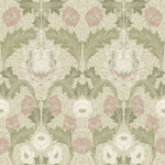 William Morris Myrtle Floral Ogee Wallpaper - Mauve - Brewster - 4171-82057