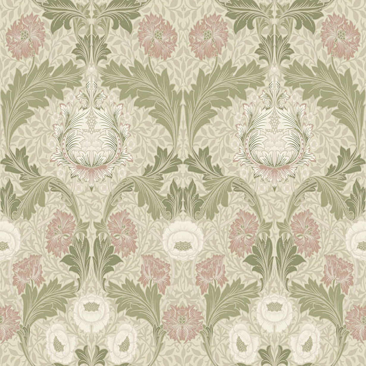 4171-82057 William Morris Myrtle Floral Ogee Wallpaper - Mauve - Brewster - 4171-82057 - Image 1