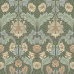 William Morris Myrtle Floral Ogee Wallpaper - Sea Green - Brewster - 4171-82059
