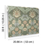 William Morris Myrtle Floral Ogee Wallpaper - Sea Green - Brewster - 4171-82059 - Image 5