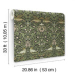 William Morris Bird Floral Thicket Wallpaper - Green - Brewster - 4171-82063 - Image 5