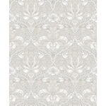 William Morris Spring Thicket Tulip Damask Wallpaper - Dove - Brewster - 4171-82065
