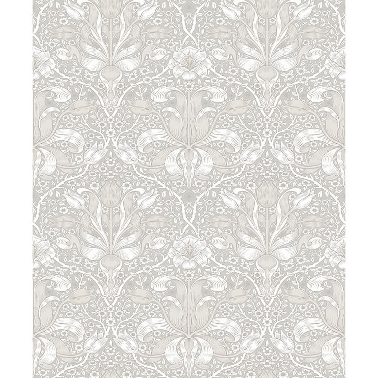4171-82065 William Morris Spring Thicket Tulip Damask Wallpaper - Dove - Brewster - 4171-82065 - Image 1