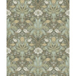 William Morris Spring Thicket Tulip Damask Wallpaper - Greens - Brewster - 4171-82067