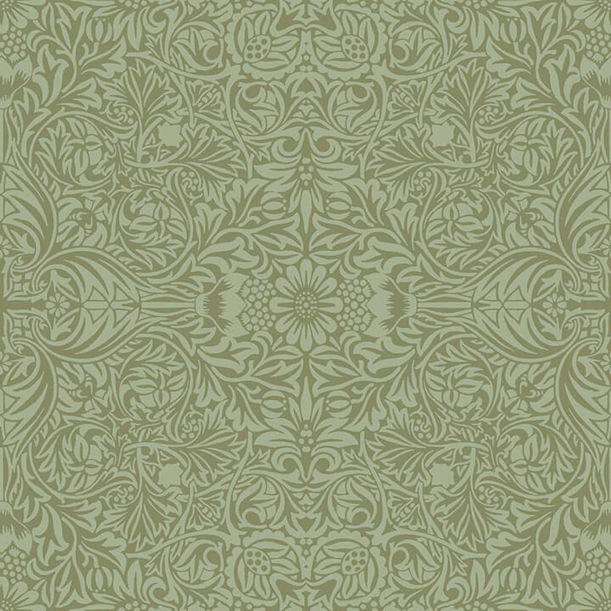 4171-82071 William Morris Intricate Ceiling Floral Wallpaper - Greens - Brewster - 4171-82071 - Image 1